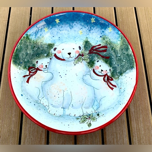 Vtg Retired Certified International Enchanted Santa Individual Pasta Bowl Plate - Picture 8 of 14